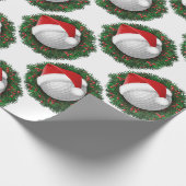 Cadeaupapier met novelty golfbal en kerstmuts (Hoek)