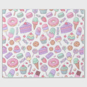 Cadeaupapier met pastelkleurige desserts (Vlak)