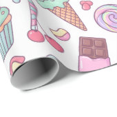 Cadeaupapier met pastelkleurige desserts (Rol Hoek)