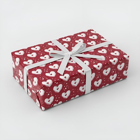 Cadeaupapier met patroon van rode harten