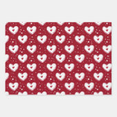 Cadeaupapier met patroon van rode harten (Voorkant)