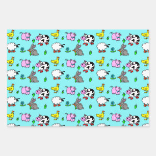 Cadeaupapier met schattige boerderijdieren