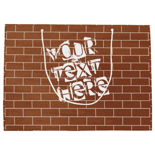 Cadeaupapier met stenen muur en aangepaste tekst groot cadeauzakje (Achterkant)