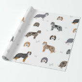 Cadeaupapier met verschillende Doodle-honden (Uitgerold)