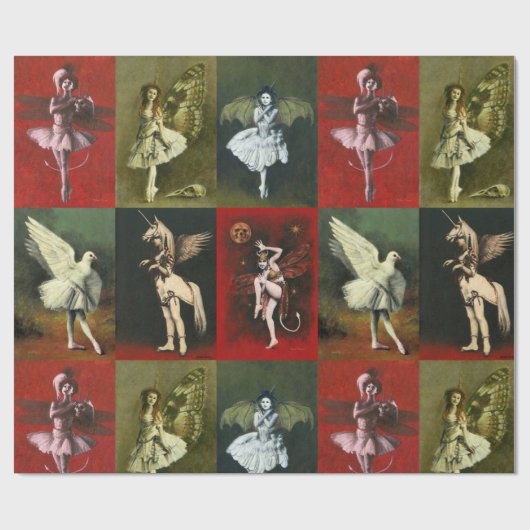 Cadeaupapier met vintage dansende duivels (Vlak)