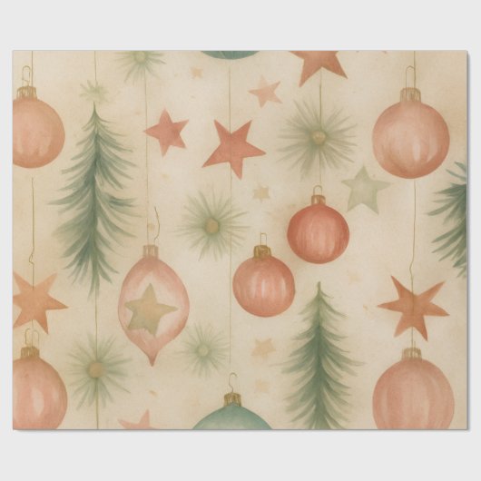 Cadeaupapier met vintage kerstversiering (Vlak)