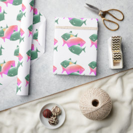 cadeaupapier met vispatroon