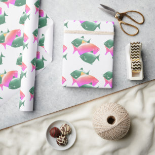 cadeaupapier met vispatroon