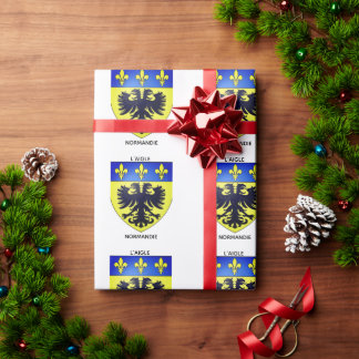 Cadeaupapier met wapen van L'Aigle in Normandië