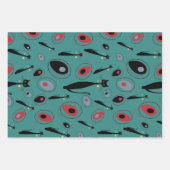 Cadeaupapier | Midden-eeuwse moderne atoomkatten (Voorkant)