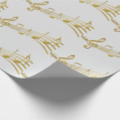 Cadeaupapier Muzieknoot, vioolsleutel. (Hoek)