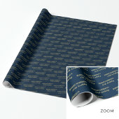 Cadeaupapier Naam Leeftijd Navy & Goud 80ste Verja