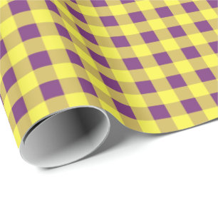 Cadeaupapier, Paars en Geel Gingham Cadeaupapier