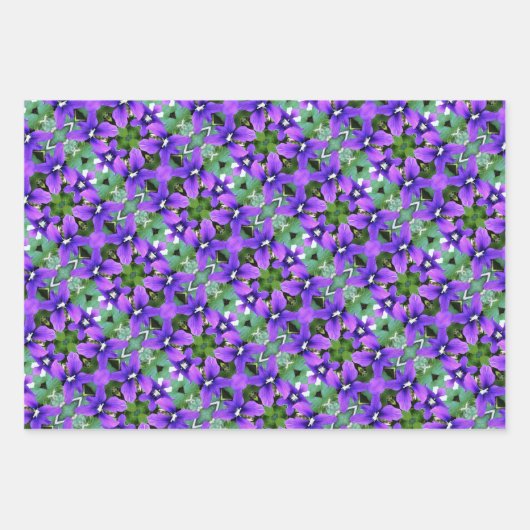 Cadeaupapier Paarse bosviooltjes (Voorkant 3)