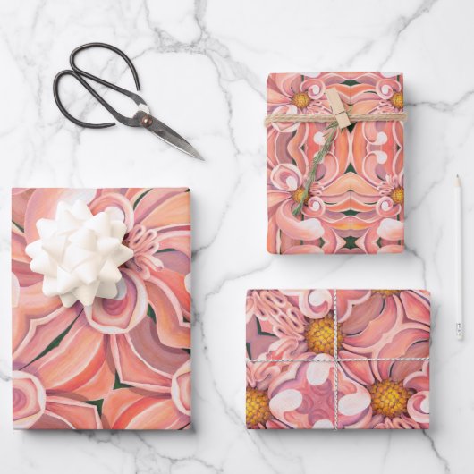 Cadeaupapier Peachy Pink Dahlia (Voorkant)