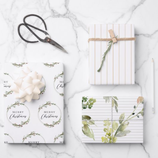 Cadeaupapier plat vel set van 3 (Voorkant)