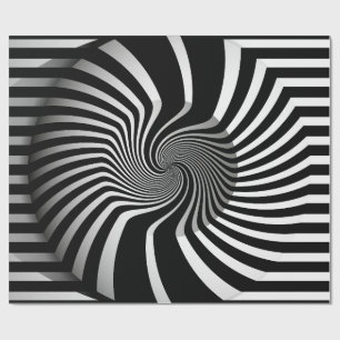 Cadeaupapier - Psychedelische Kunst Spiraal Z/W