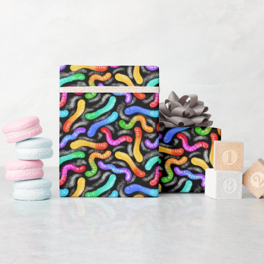 Cadeaupapier - Regenboog Gummy Worm snoep (Baby Shower)