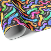 Cadeaupapier - Regenboog Gummy Worm snoep (Rol Hoek)