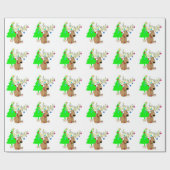 Cadeaupapier/Rendieren & Kerstboom Cadeaupapier (Vlak)
