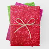 Cadeaupapier: Rood, Roze & Groen Glitter Inpakpapier Vel (In situ)