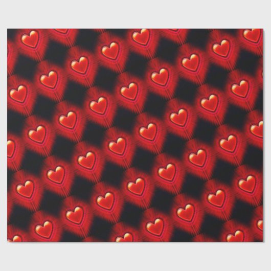 Cadeaupapier. Rood & zwart hart ontwerp giftwrap. Cadeaupapier (Vlak)