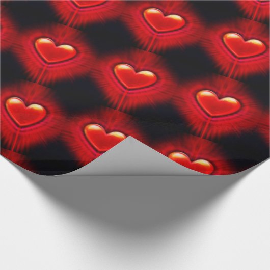 Cadeaupapier. Rood & zwart hart ontwerp giftwrap. Cadeaupapier (Hoek)