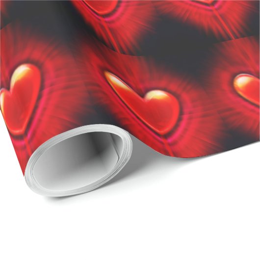Cadeaupapier. Rood & zwart hart ontwerp giftwrap. Cadeaupapier (Rol Hoek)