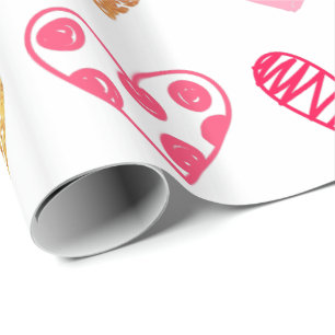 Cadeaupapier - Roze en Gouden Harten