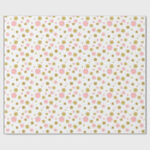 Cadeaupapier - Roze en Gouden Stippen (Vlak)