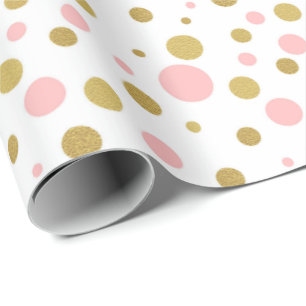 Cadeaupapier - Roze en Gouden Stippen