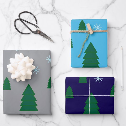 Cadeaupapier Set - Dennenbos in de Sneeuw (Voorkant)