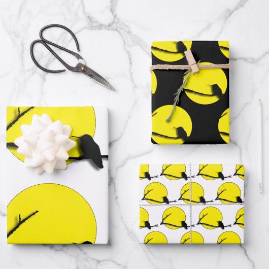 Cadeaupapier Set - Silhouet van Kolibrie (Voorkant)