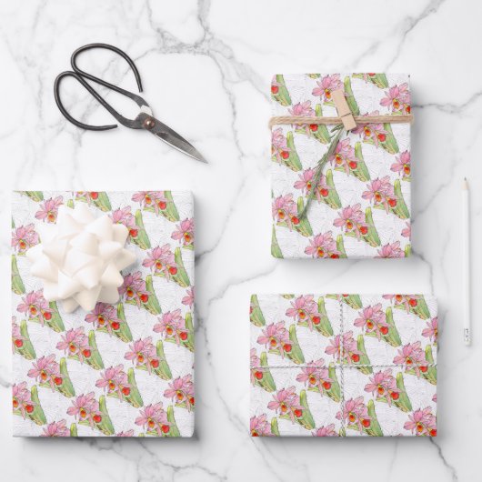 Cadeaupapier Vellen - Roze Orchidee (Voorkant)