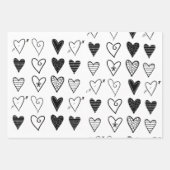 Cadeaupapier Vellen Valentijnsdag Zwarte Harten (Voorkant 3)