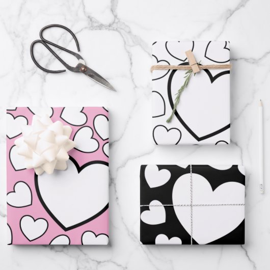 Cadeaupapier Vellen Valentijnswit Hartjes (Voorkant)