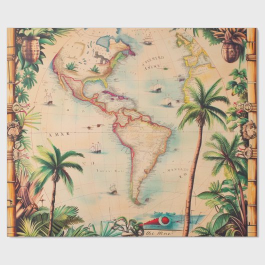 Cadeaupapier-Vintage Atlas Cadeaupapier (Vlak)