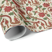 Cadeaupapier Vintage Kerstballen & Arrensleeën (Rol Hoek)