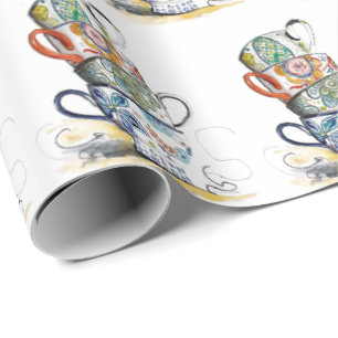 Cadeaupapier - Vintage Theekopjes