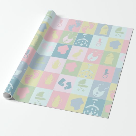 Cadeaupapier voor babyfeestje (Uitgerold)