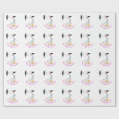 Cadeaupapier voor babyfeestje Ooievaar draagt baby (Vlak)