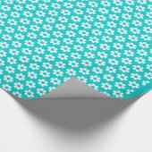 Cadeaupapier - Witte bloemen op blauw (Hoek)