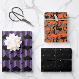 Cadeaupapier zwart paars en oranje Set van 3