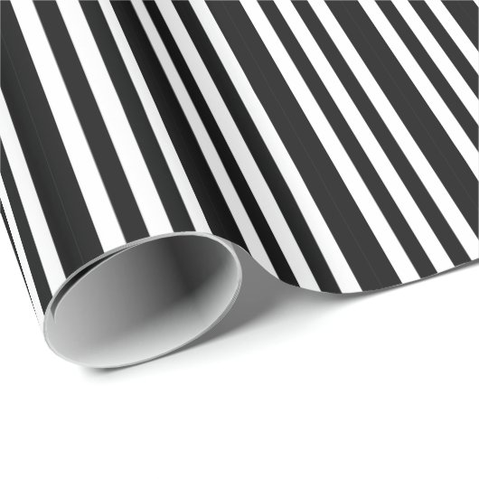 Cadeaupapier | Zwarte witte strepen (Rol Hoek)