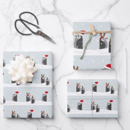Cadeaupapierenset met vakantiepinguïns inpakpapier vel