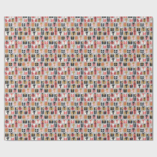 Cadeaupatroon Rood Grijs Zwart  Retro Cadeaupapier (Vlak)