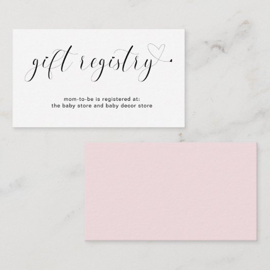 Cadeauregister — Baby shower met roze crème Informatiekaartje (Voorkant / Achterkant)