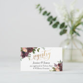 Cadeauregister Gold Script Red Waterverf Flowers Informatiekaartje (Staand voorkant)