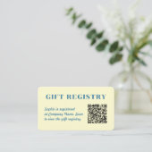 Cadeauregister Qr Code Boter Geel & Blauw Informatiekaartje (Staand voorkant)