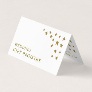 Cadeauregisterkaart met gouden glinstersterren visitekaartje